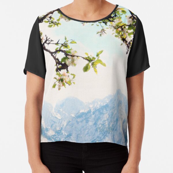 Apple Blossoms and Mountains Chiffon Top