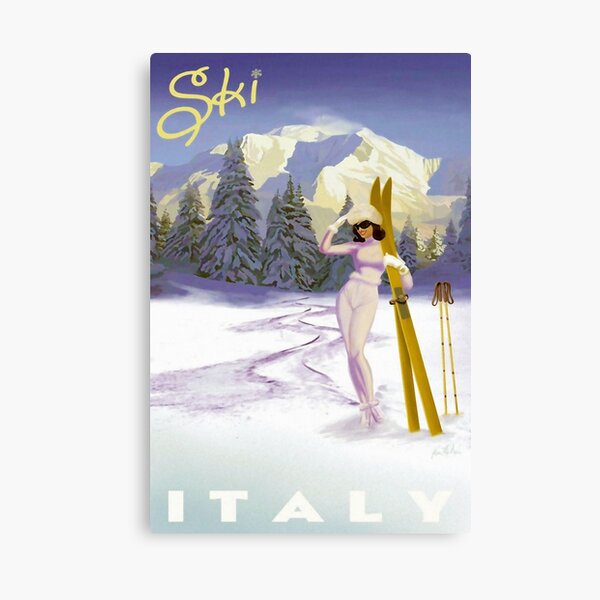 Vintage Italian Ski sport poster, ski italy Canvas Print