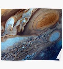 Closeup of the great red spot on Jupiter, space exploration Poster