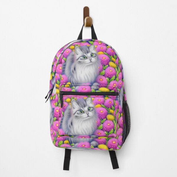 Item preview, Beautiful Fantasy Whimsical Cat Oil Painting with flowers in background designed and sold by ManifestoDesign.