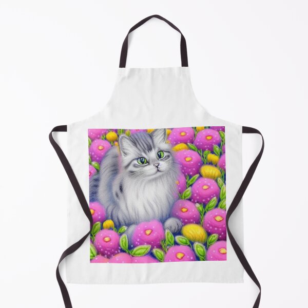Item preview, Beautiful Fantasy Whimsical Cat Oil Painting with flowers in background designed and sold by ManifestoDesign.