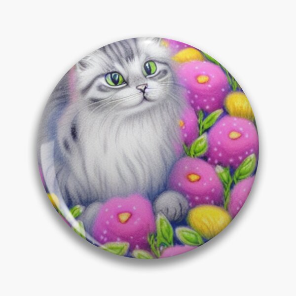 Item preview, Beautiful Fantasy Whimsical Cat Oil Painting with flowers in background designed and sold by ManifestoDesign.
