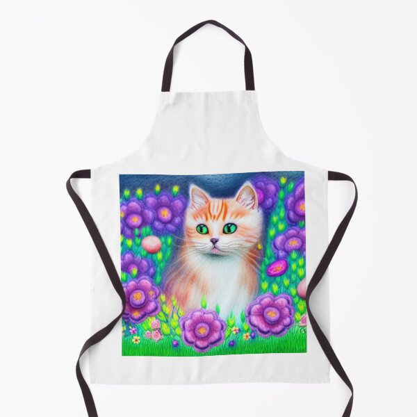 Item preview, Beautiful Fantasy Whimsical Cat Oil Painting with flowers in background designed and sold by ManifestoDesign.