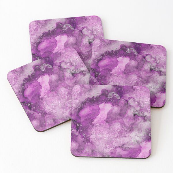 Item preview, Abstract Fuchsia Pink And Silver Painted Marble ink Art designed and sold by artsandsoul.