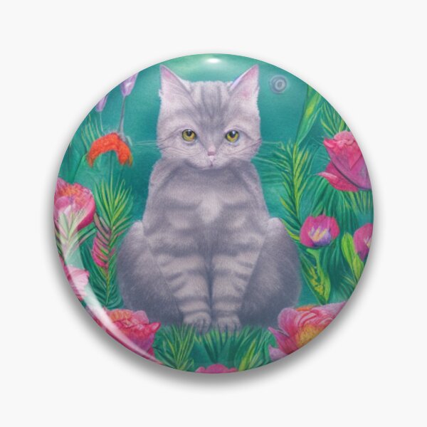 Item preview, Beautiful Fantasy Whimsical Cat Oil Painting with flowers in background designed and sold by ManifestoDesign.