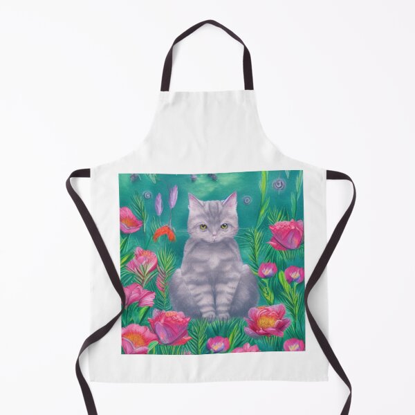 Item preview, Beautiful Fantasy Whimsical Cat Oil Painting with flowers in background designed and sold by ManifestoDesign.