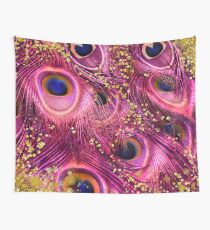 Pink Gold, fantasy peacock feathers fantasy art Wall Tapestry