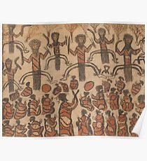 Wurundjeri People Charcoal Drawing by Australian William Barak Poster
