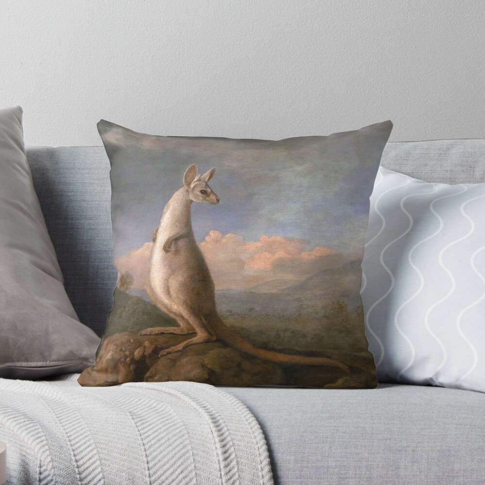 The Kongouro Oil Painting by Australian Artist George Stubbs Throw Pillow