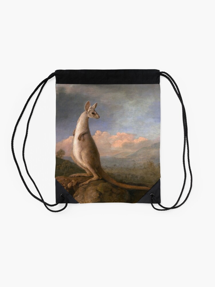 Alternate view of The Kongouro Oil Painting by Australian Artist George Stubbs Drawstring Bag