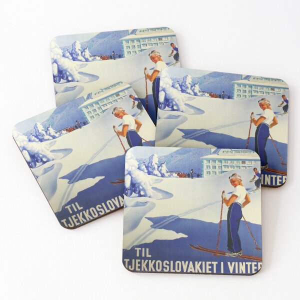 Item preview, to Czechoslovakia In winter Vintage Czech Ski sport poster designed and sold by Glimmersmith.