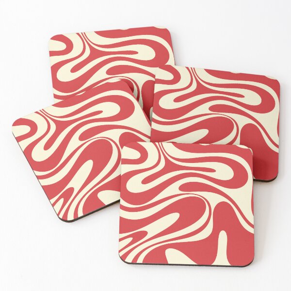 Item preview, Retro Fantasy Swirl Abstract in Christmas Red and Cream designed and sold by kierkegaard.