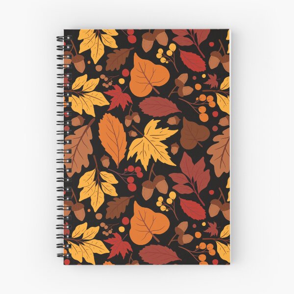 Item preview, Autumn Pattern No 01 - Black - Warm Fall Leaves Pattern Motifs designed and sold by Millusti.