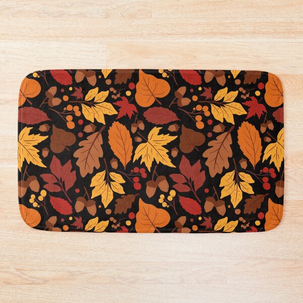 Item preview, Autumn Pattern No 01 - Black - Warm Fall Leaves Pattern Motifs designed and sold by Millusti.