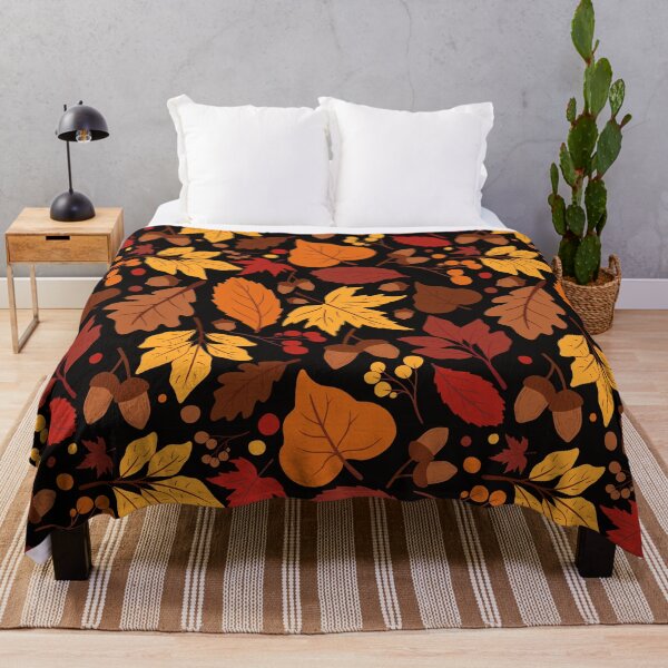 Item preview, Autumn Pattern No 01 - Black - Warm Fall Leaves Pattern Motifs designed and sold by Millusti.