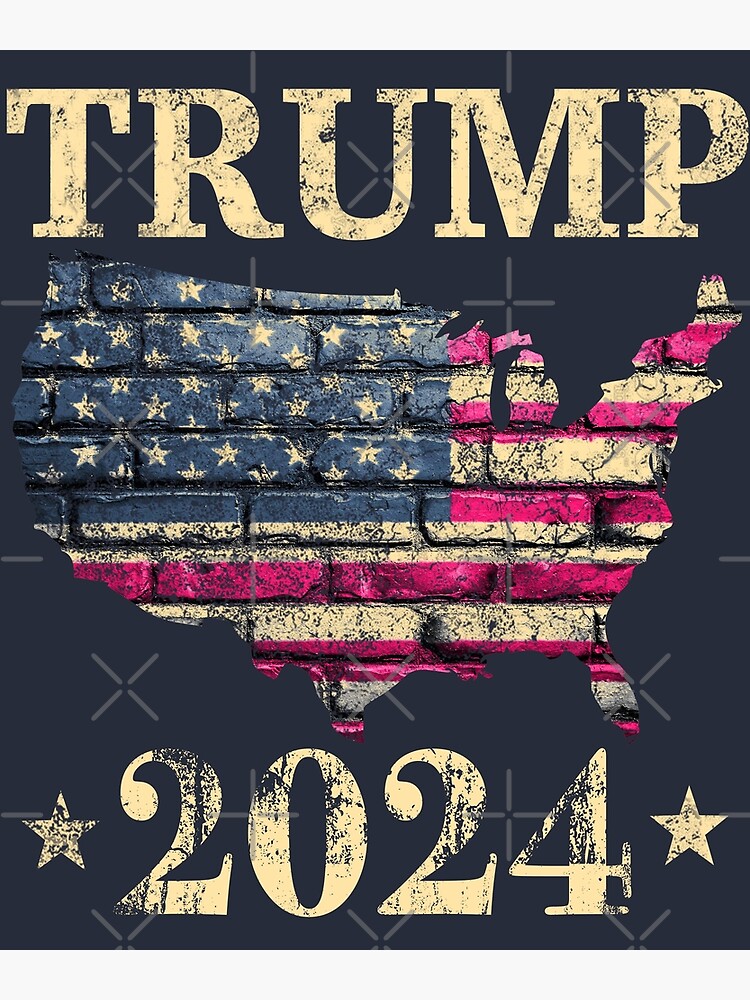 "Trump 2024 Vintage USA Flag Map Retro America Election 2024 Support