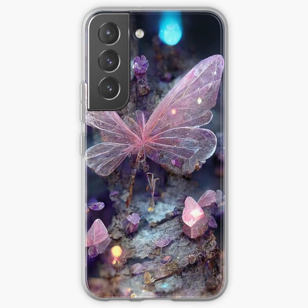 Crystal Purple Butterfly Art Room Decor Rainbow Waterfall Abstract Art Print Samsung Galaxy Soft Case