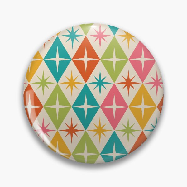Item preview,  Mid Century Atomic Starbursts  on retro diamonds in green,  teal, pink and orange  designed and sold by Yasminepatterns .