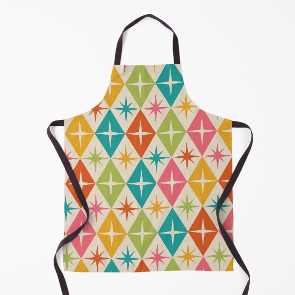 Item preview, Mid Century Atomic Starbursts on retro diamonds in green, teal, pink and orange designed and sold by Yasminepatterns .