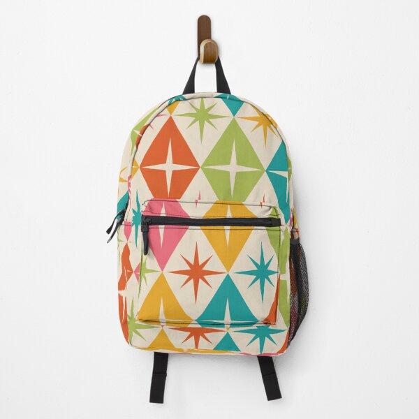 Item preview, Mid Century Atomic Starbursts on retro diamonds in green, teal, pink and orange designed and sold by Yasminepatterns .