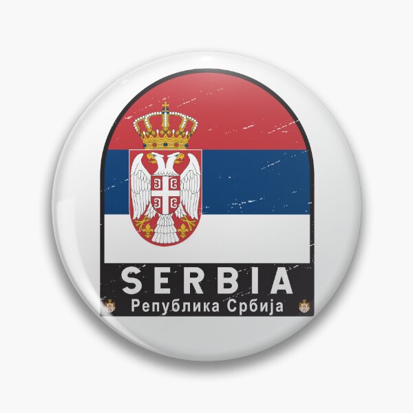 Item preview, Serbia Flag Emblem Distressed Vintage designed and sold by KrisSidDesigns.