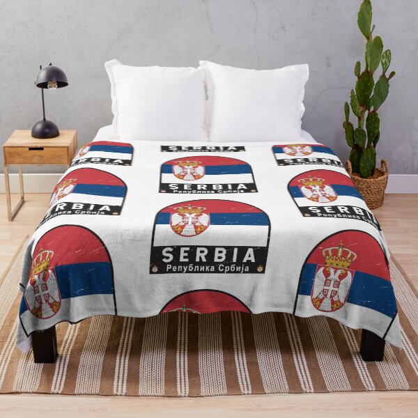 Item preview, Serbia Flag Emblem Distressed Vintage designed and sold by KrisSidDesigns.