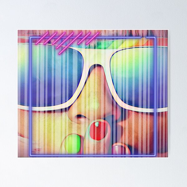 Item preview, Retro 80's Girl Colorful Face Graphic designed and sold by Paula Helit.