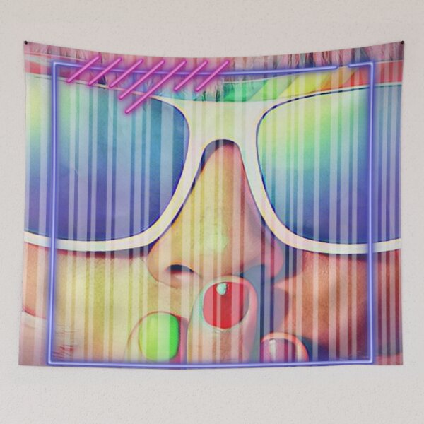 Item preview, Retro 80's Girl Colorful Face Graphic designed and sold by Paula Helit.