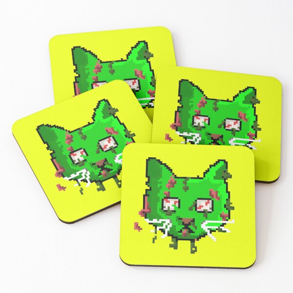 Item preview, green zombie cat pixel designed and sold by Sweet Bee's.
