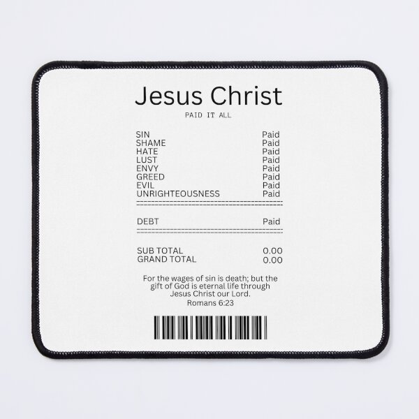 Item preview, Salvation receipt | Jesus paid it all designed and sold by FreeGraceShop.