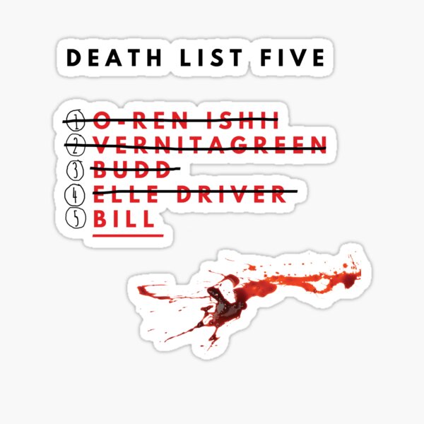 Kill Bill- Death List  Sticker