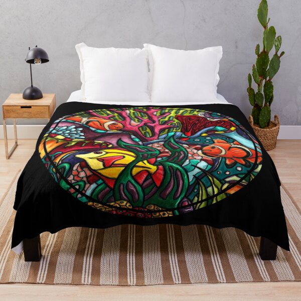 Item preview, Tropical aquarium with bold colors, colorful coral reef fish designed and sold by NadiaChevrel.
