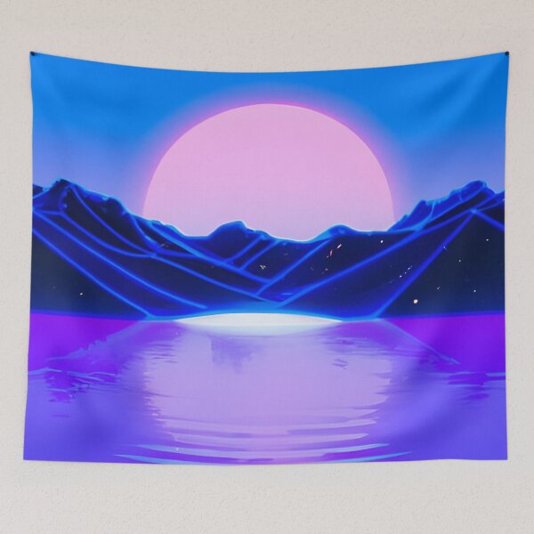 Item preview, Moonlight Reflecting off a Lake Vaporwave, AI Generated Art designed and sold by ACC .