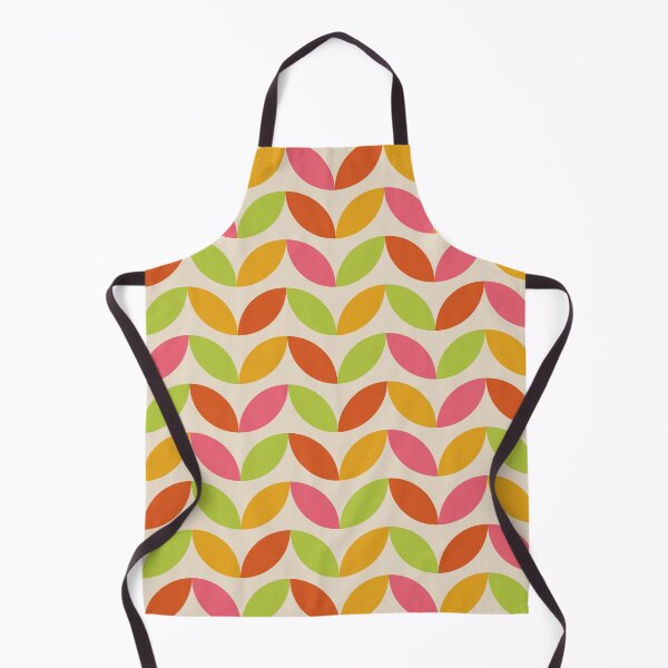 Item preview, Minimalist Mid Century Geometric Leaves Pattern in orange, pink, green and yellow designed and sold by Yasminepatterns .