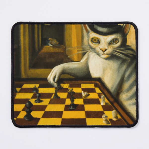 Item preview, Cat Plays Chess Fantasy Surreal Dream Print designed and sold by DigitalMandy.
