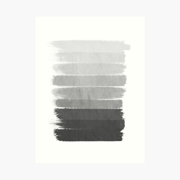 Brushstroke - Ombre Grey, Charcoal, minimal, Monochrome, black and white, trendy, painterly art Art Print