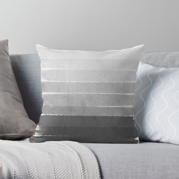 Brushstroke - Ombre Grey, Charcoal, minimal, Monochrome, black and white, trendy, painterly art Throw Pillow