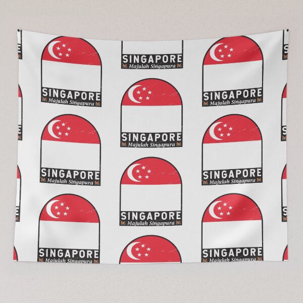 Aperçu de l'œuvre Emblème du drapeau de Singapour Vintage en détresse créée et vendue par KrisSidDesigns.