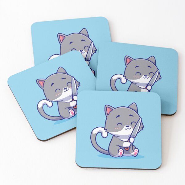 Item preview, Cute Cat With Knife Cartoon  designed and sold by RepublicOfFire.