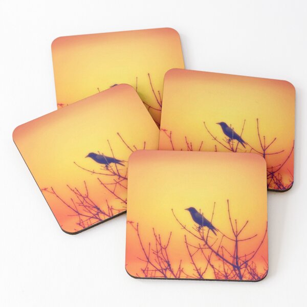 Item preview, orange sunset and black bird designed and sold by Francespoppy.
