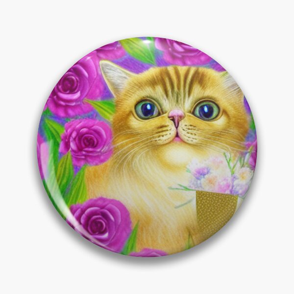 Item preview, Beautiful Fantasy Whimsical Cat Pastel Illustration with flowers in background designed and sold by ManifestoDesign.