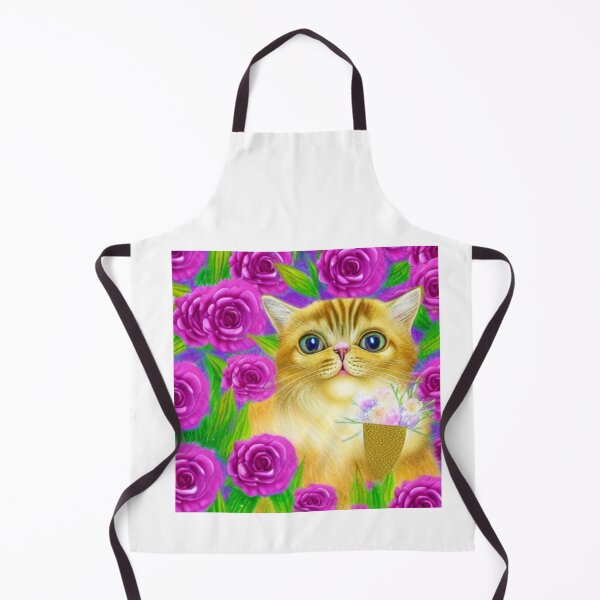 Item preview, Beautiful Fantasy Whimsical Cat Pastel Illustration with flowers in background designed and sold by ManifestoDesign.