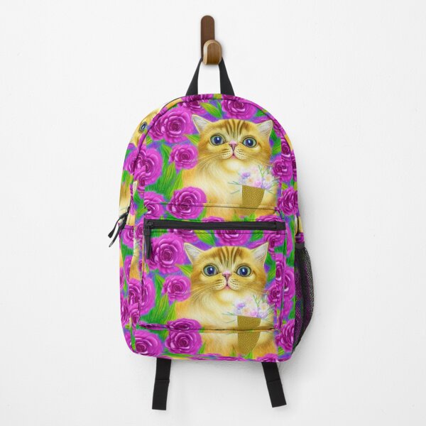 Item preview, Beautiful Fantasy Whimsical Cat Pastel Illustration with flowers in background designed and sold by ManifestoDesign.
