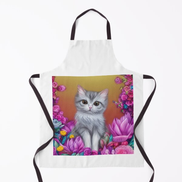 Item preview, Beautiful Fantasy Whimsical Cat Pastel Illustration with flowers in background designed and sold by ManifestoDesign.