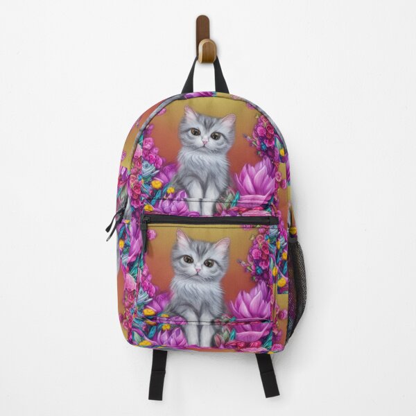 Item preview, Beautiful Fantasy Whimsical Cat Pastel Illustration with flowers in background designed and sold by ManifestoDesign.