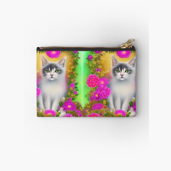 Item preview, Beautiful Fantasy Whimsical Cat Pastel Illustration with flowers in background designed and sold by ManifestoDesign.