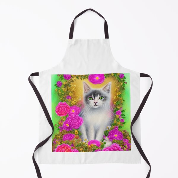 Item preview, Beautiful Fantasy Whimsical Cat Pastel Illustration with flowers in background designed and sold by ManifestoDesign.