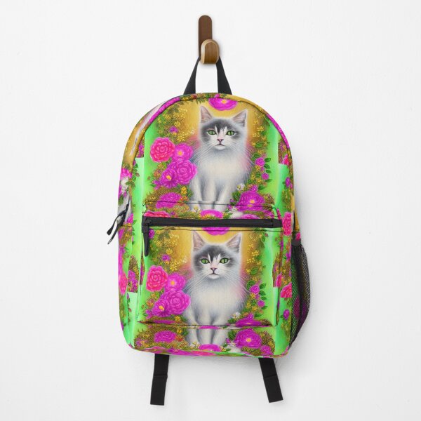 Item preview, Beautiful Fantasy Whimsical Cat Pastel Illustration with flowers in background designed and sold by ManifestoDesign.