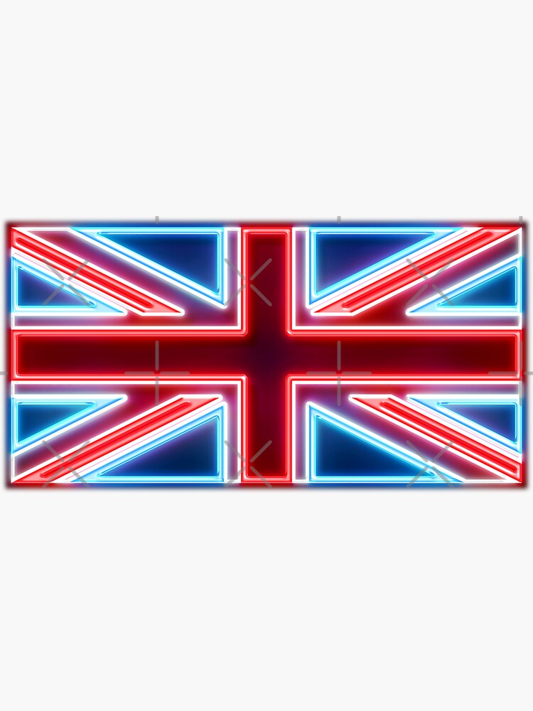 "Neon Union Jack Flag" Sticker for Sale by millsyb Redbubble