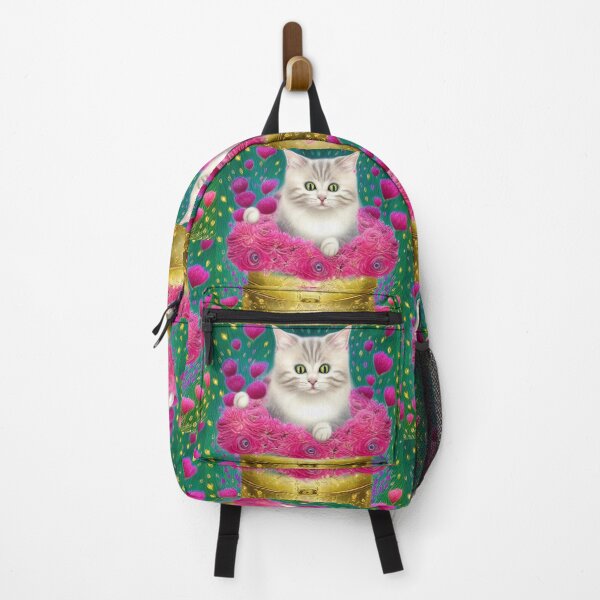Item preview, Beautiful Fantasy Whimsical Cat Pastel Illustration with flowers in background designed and sold by ManifestoDesign.